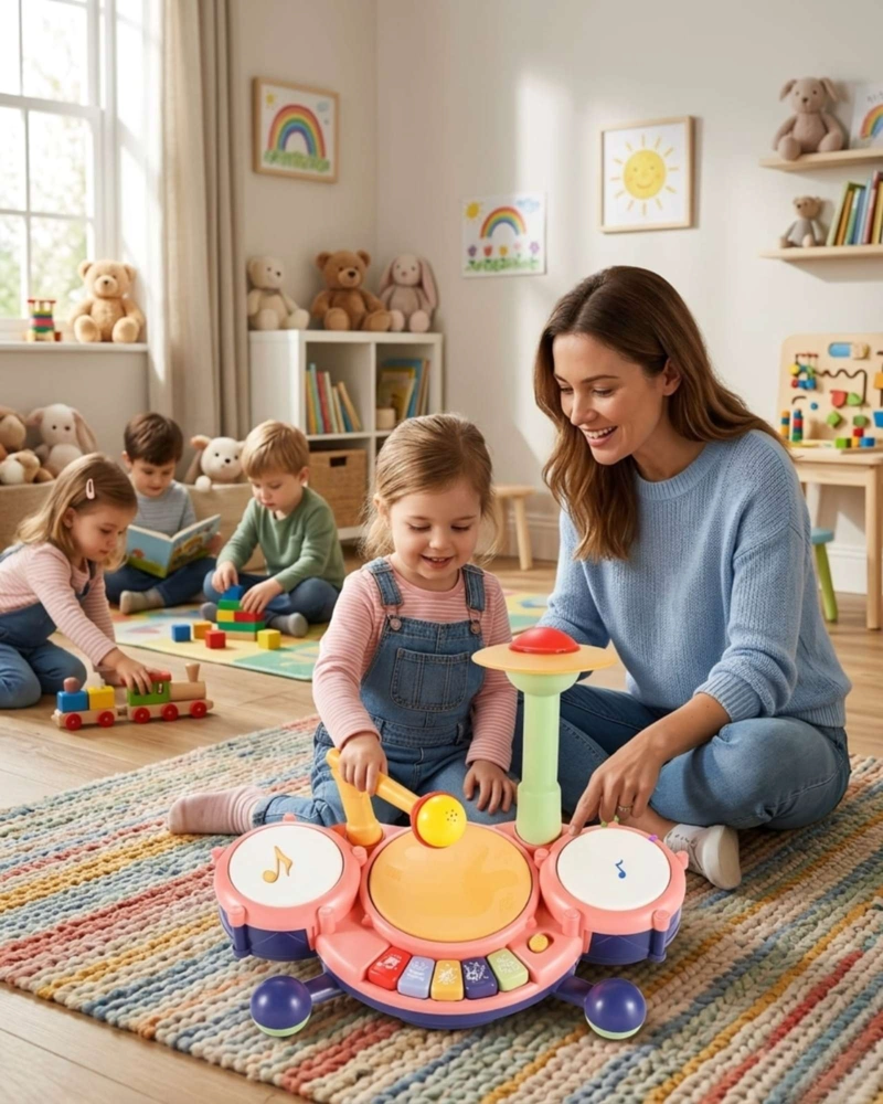 JUGUETE INFANTIL BATERIA MUSICAL INTERACTIVA CON MELODIAS - 3