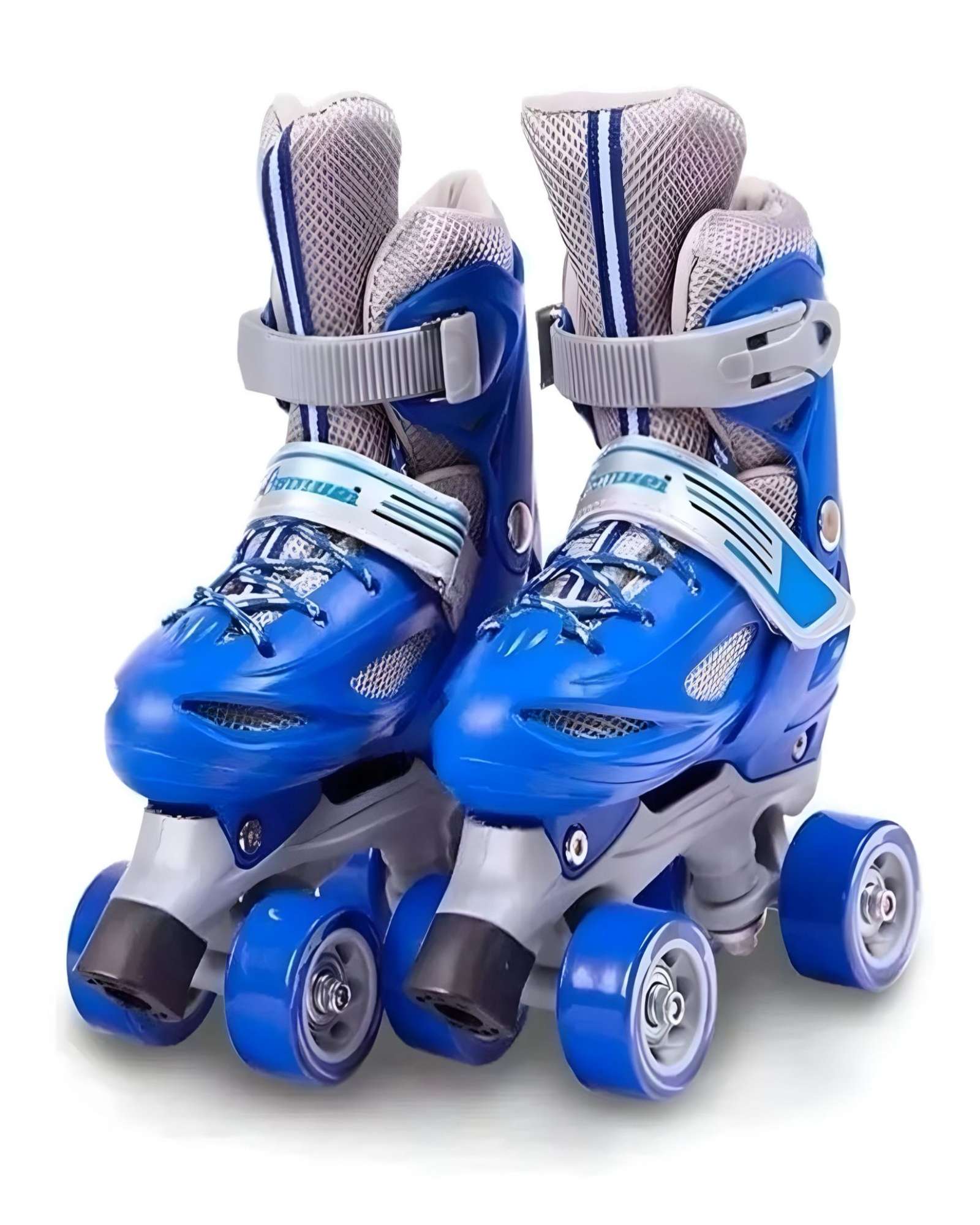 PATINES AJUSTABLES MAS KIT CON CASCO 4 RUEDAS NIÑO AZUL TALLA S 31-34 - 2