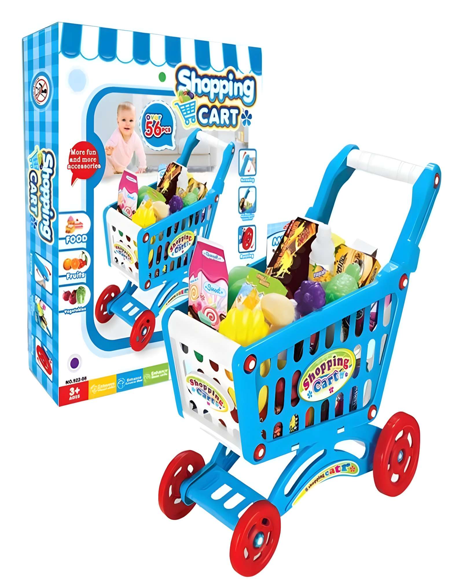 JUGUETE CARRITO DE COMPRAS 56 PZAS AZUL - 2