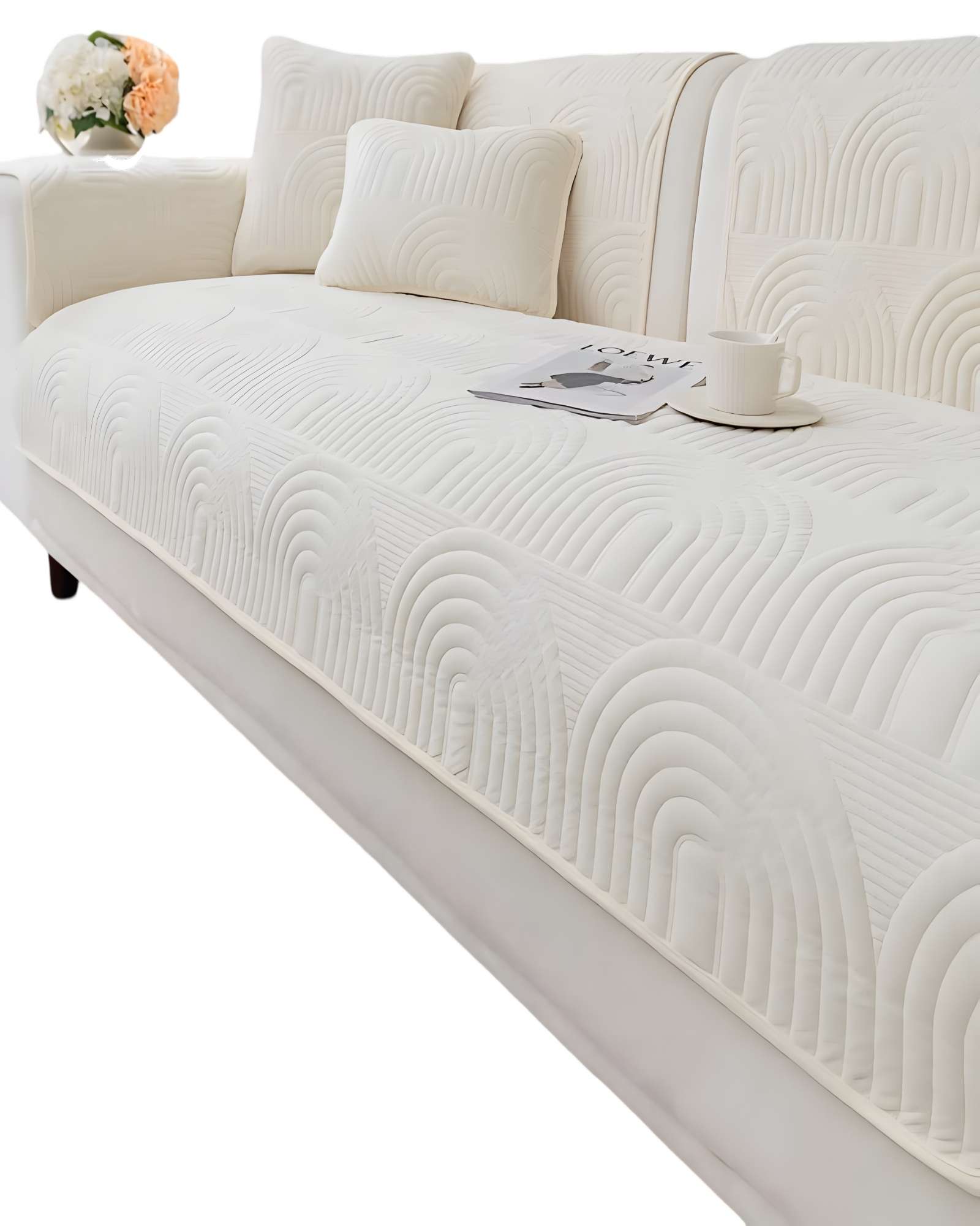 JUEGO DE 5 FUNDAS PARA SOFA CON DISEÑO BLANCO - 1