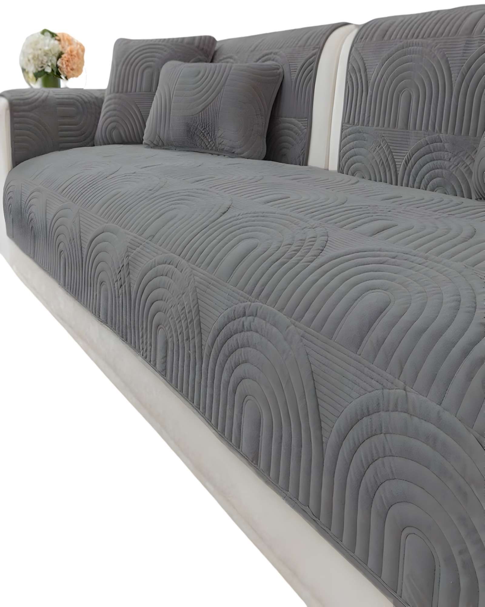 JUEGO DE 5 FUNDAS PARA SOFA CON DISEÑO GRIS - 1