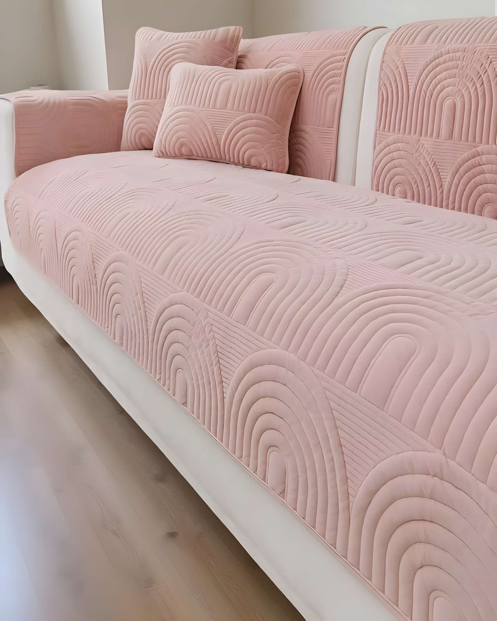 JUEGO DE 5 FUNDAS PARA SOFA CON DISEÑO ROSA - 3
