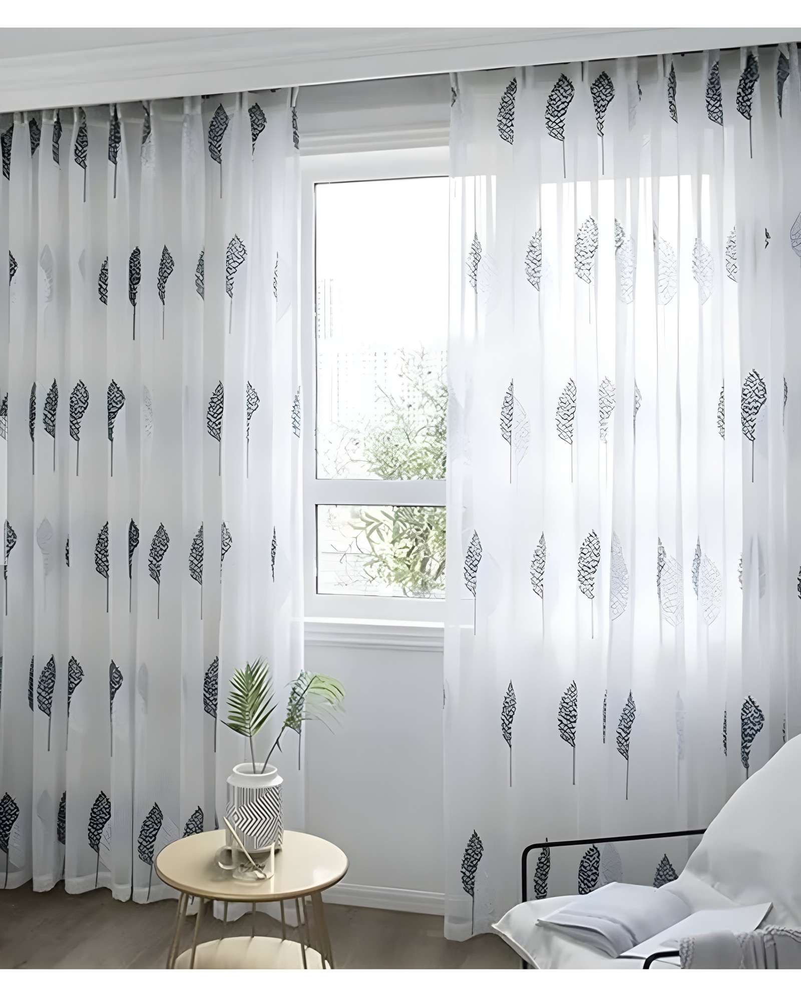 VISILLOS BORDADOS HOJAS GRIS 140X230 CM 2 PAÑOS - 3