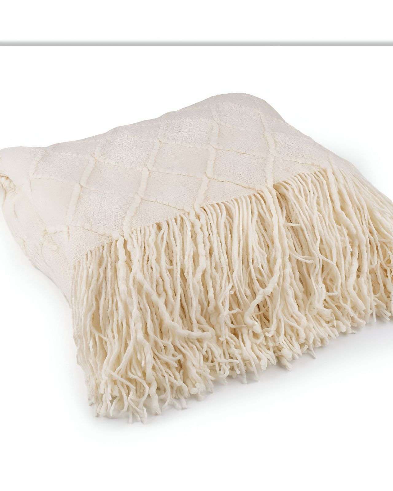 MANTAS PARA SOFAS CAMAS U OFICINAS CON FLECOS 127X152 CM BLANCO - 3