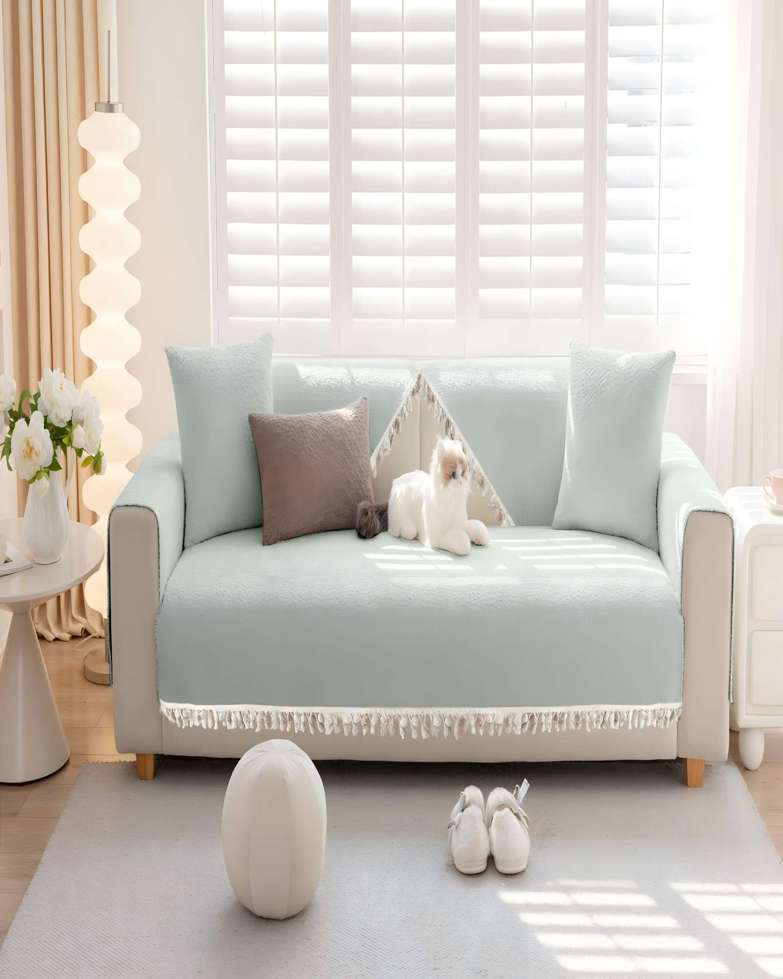FUNDAS DE SILLON CON FLECOS 5 PIEZAS DE SILLON CON FLECOS VERDE MENTA - 3