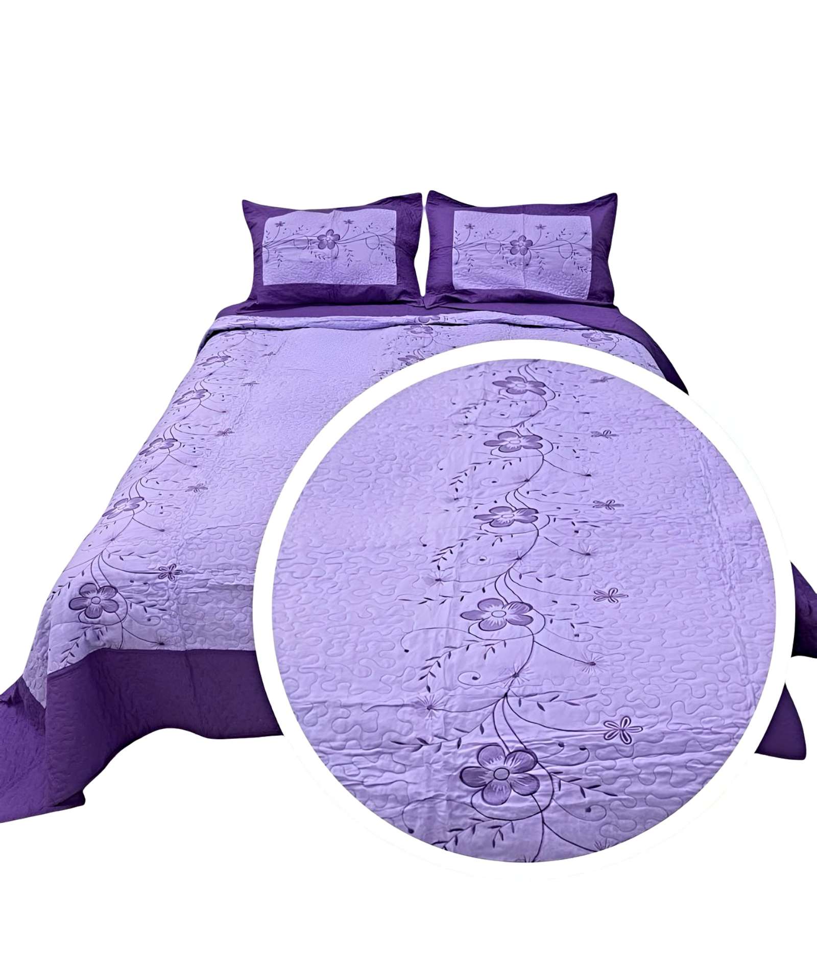 COBERTOR COLCHA QUILT VERANO 2 PLAZAS BORDADO - 1