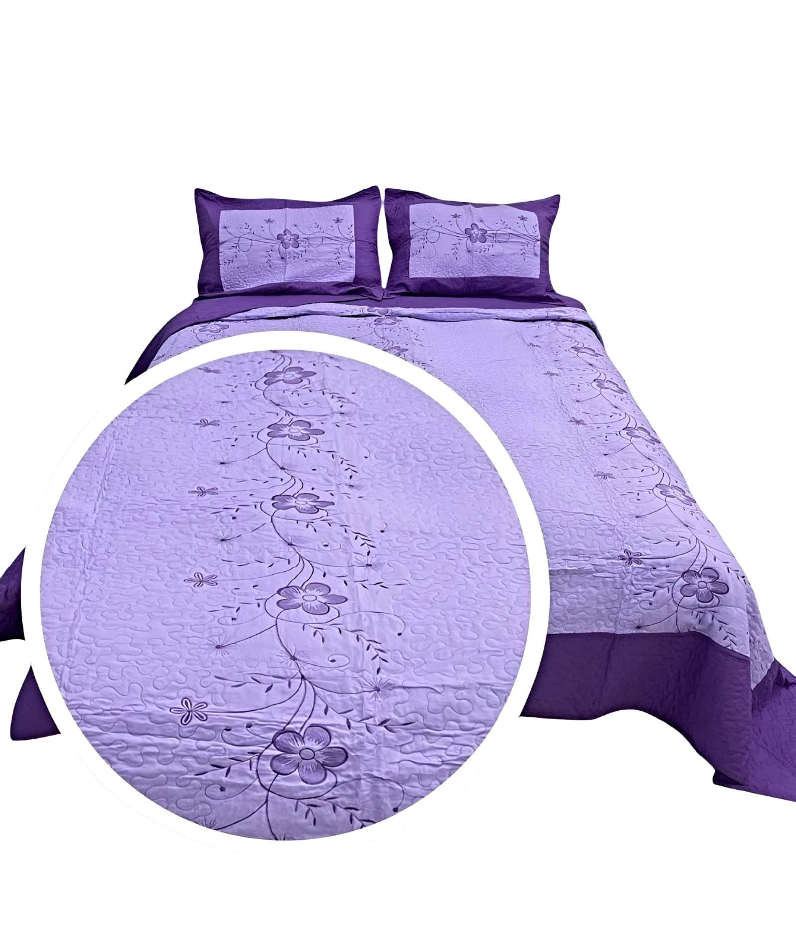 COBERTOR COLCHA QUILT VERANO 2 PLAZAS BORDADO - 2