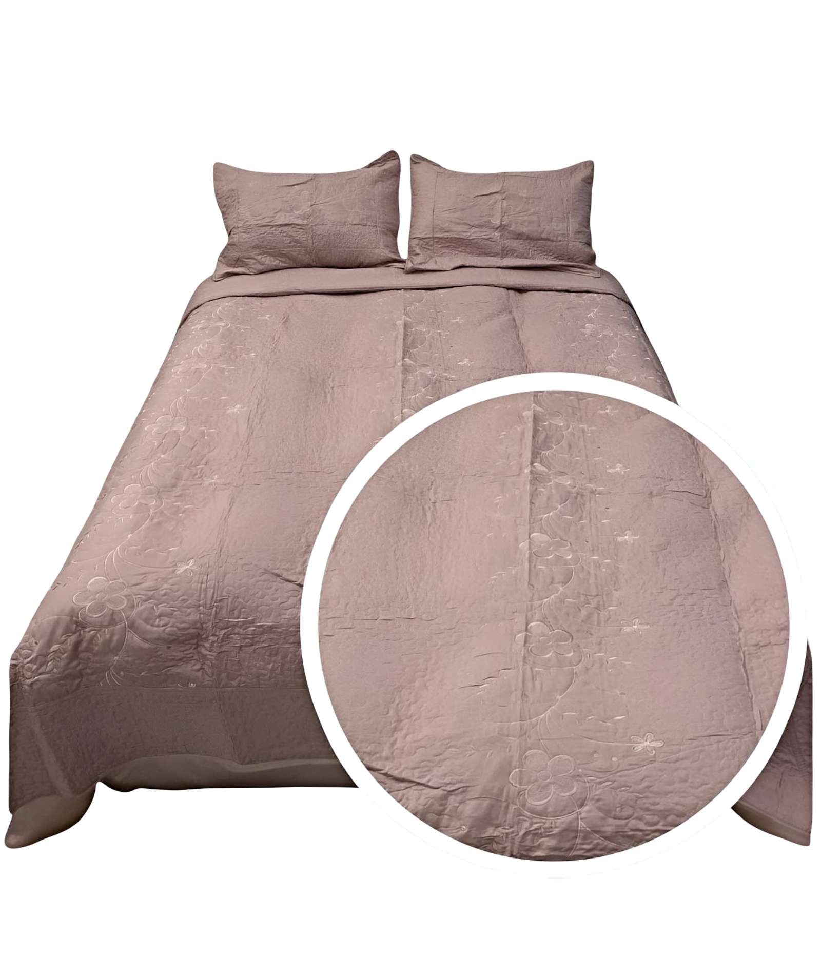 COBERTOR COLCHA QUILT VERANO PLAZA Y MEDIA BORDADO - 2
