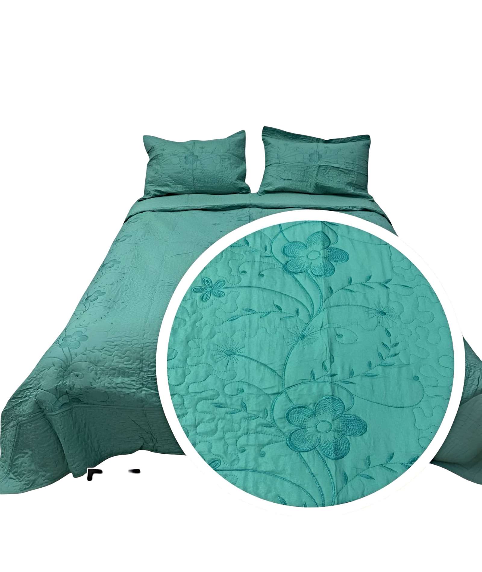 COBERTOR COLCHA QUILT VERANO 2 PLAZAS BORDADO - 1