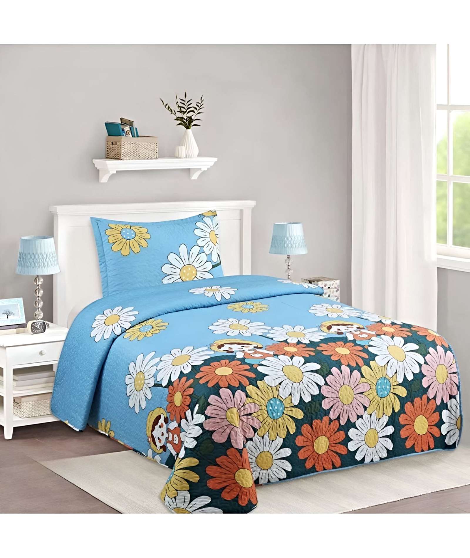 COBERTOR COLCHA QUILT VERANO PLAZA Y MEDIA - 3