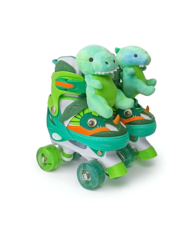 PATIN 4 RUEDAS DINOPATIN CON PELUCHE VERDE TALLA S 30-33 - 1