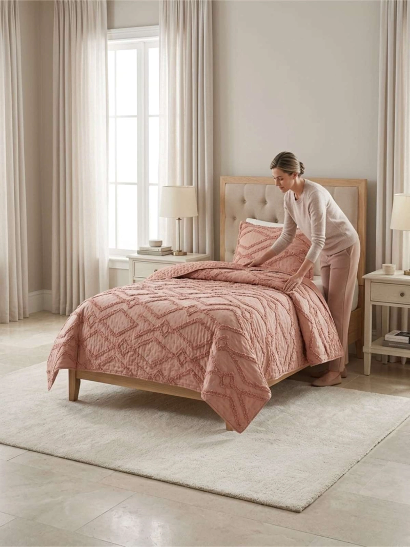 QUILT  GEOME TRICO DE VERANO LIVIANO  1,5 PLAZA TUFTING - 1