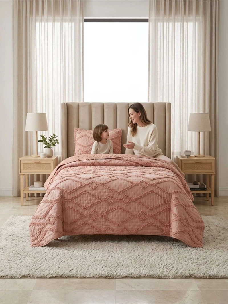 QUILT  GEOME TRICO DE VERANO LIVIANO  1,5 PLAZA TUFTING - 2