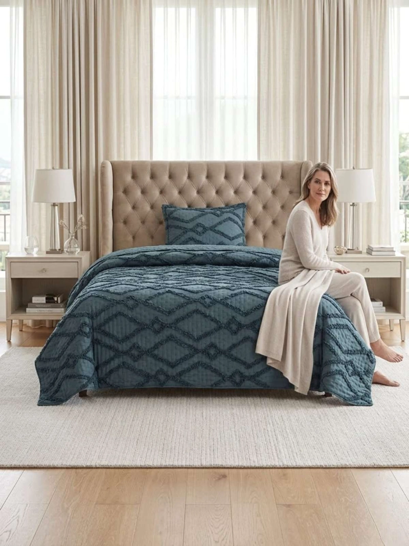 QUILT  GEOME TRICO DE VERANO LIVIANO  1,5 PLAZA TUFTING - 5