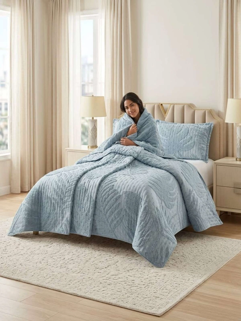 QUILT  GEOME TRICO DE VERANO LIVIANO  2 PLAZA TUFTING SERIE 3 - 5
