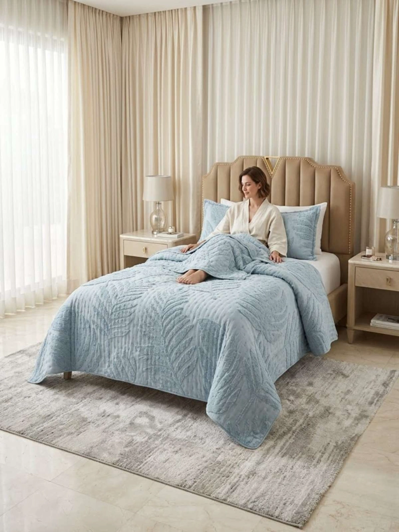 QUILT  GEOME TRICO DE VERANO LIVIANO  2 PLAZA TUFTING SERIE 3 - 6