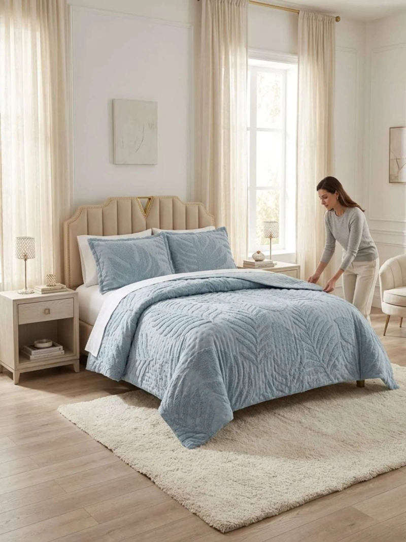 QUILT  GEOME TRICO DE VERANO LIVIANO  2 PLAZA TUFTING SERIE 3 - 7