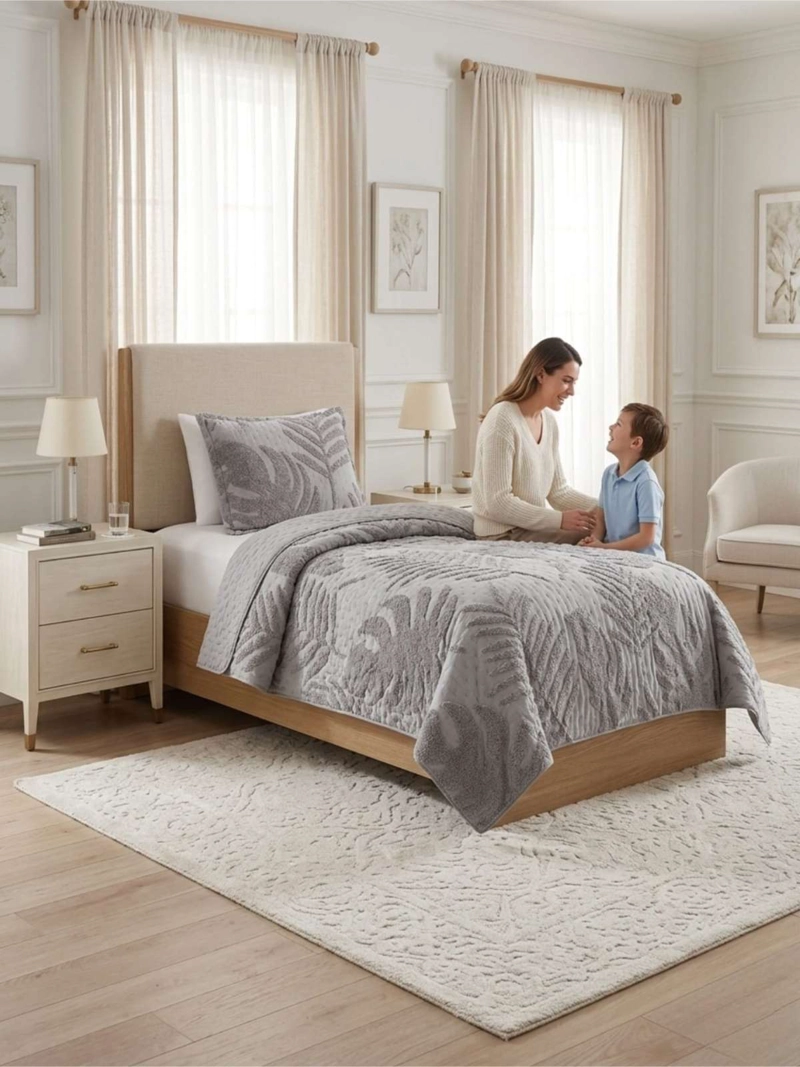 QUILT  GEOME TRICO DE VERANO LIVIANO  1,5 PLAZA TUFTING SERIE 3 - 4