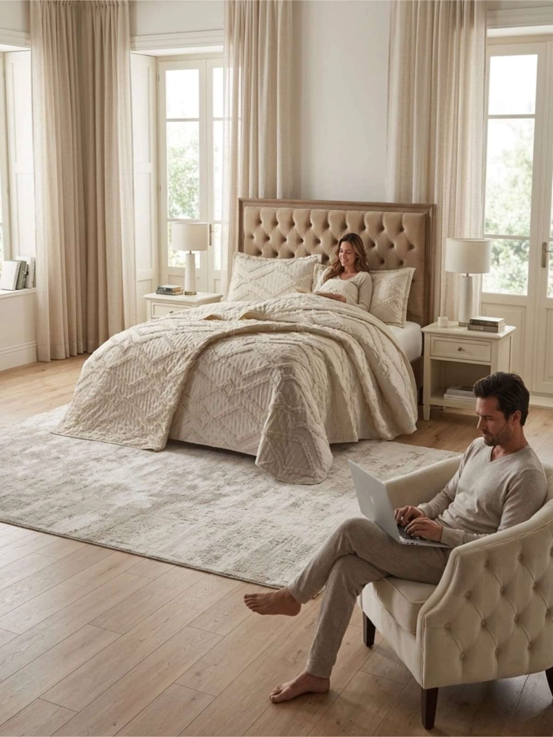 QUILT  GEOME TRICO DE VERANO LIVIANO  2 PLAZA TUFTING - 2