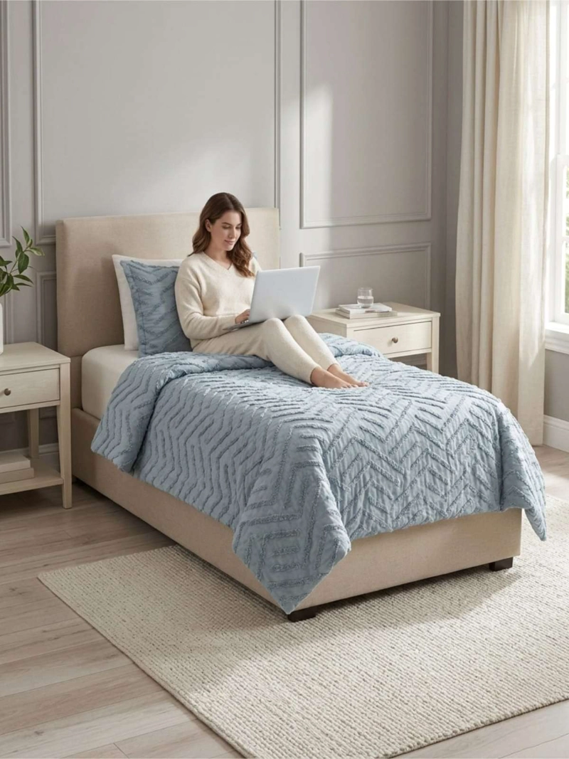 QUILT  GEOME TRICO DE VERANO LIVIANO  1,5 PLAZA TUFTING - 4
