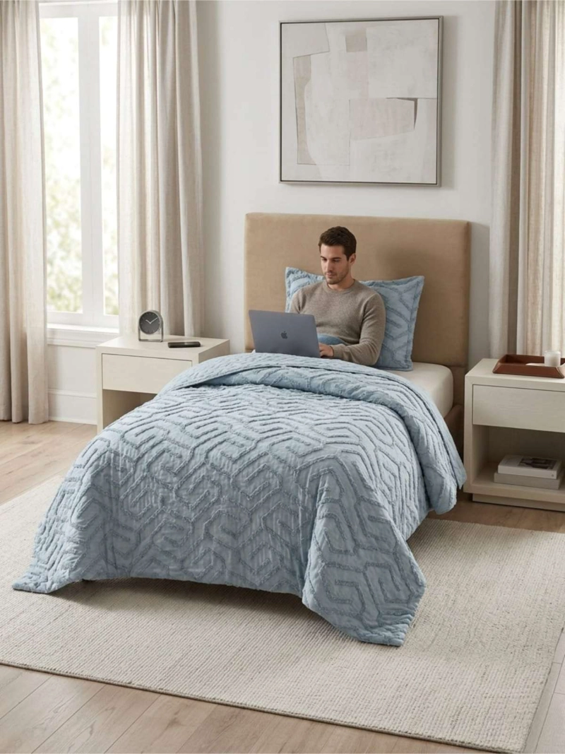 QUILT  GEOME TRICO DE VERANO LIVIANO  1,5 PLAZA TUFTING - 5