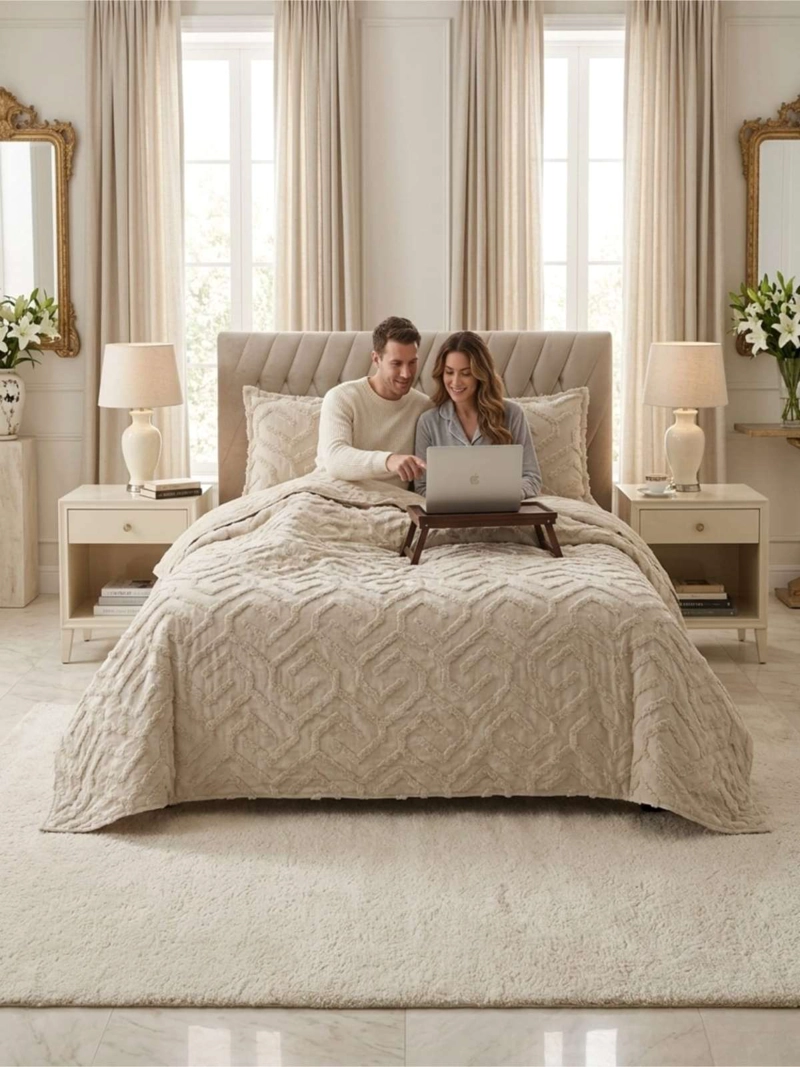 QUILT  GEOME TRICO DE VERANO LIVIANO  KING / SUPER KING TUFTING - 1