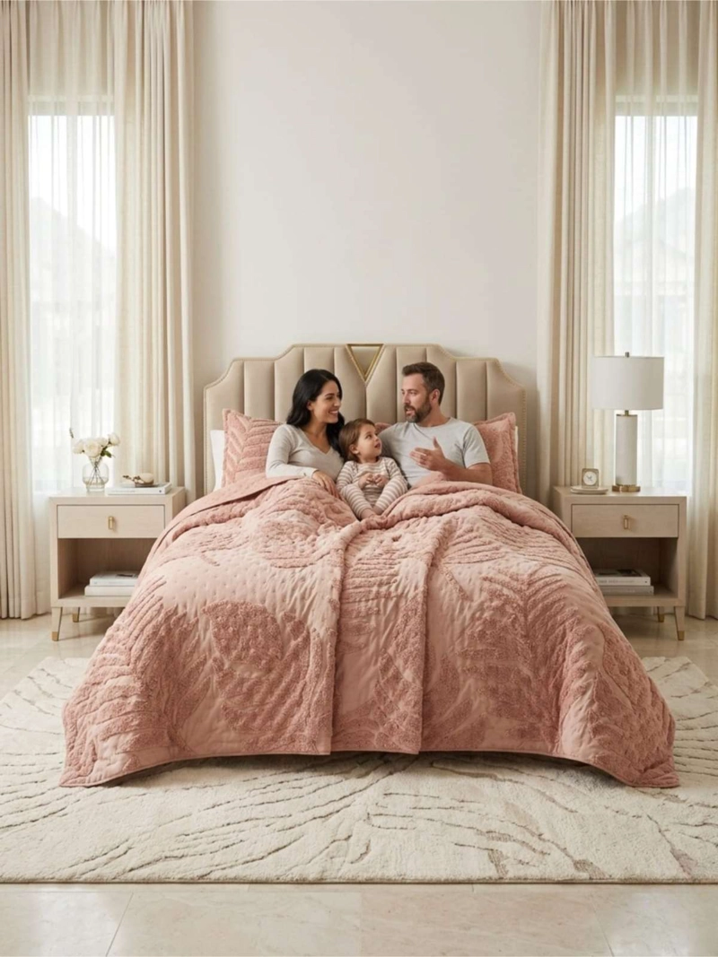 QUILT  GEOME TRICO DE VERANO LIVIANO  2 PLAZA TUFTING SERIE 3 - 1