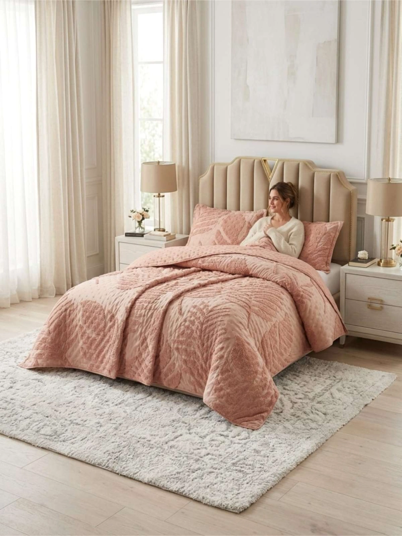 QUILT  GEOME TRICO DE VERANO LIVIANO  2 PLAZA TUFTING SERIE 3 - 2