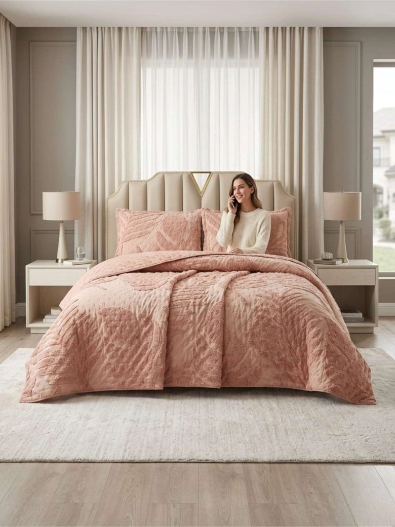QUILT  GEOME TRICO DE VERANO LIVIANO  2 PLAZA TUFTING SERIE 3 - 4