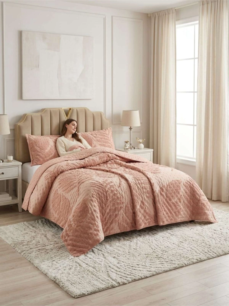 QUILT  GEOME TRICO DE VERANO LIVIANO  2 PLAZA TUFTING SERIE 3 - 5