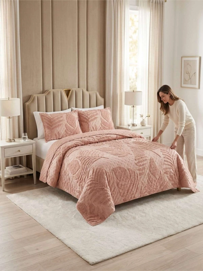 QUILT  GEOME TRICO DE VERANO LIVIANO  2 PLAZA TUFTING SERIE 3 - 6