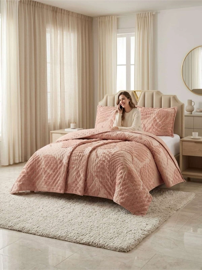 QUILT  GEOME TRICO DE VERANO LIVIANO  2 PLAZA TUFTING SERIE 3 - 7