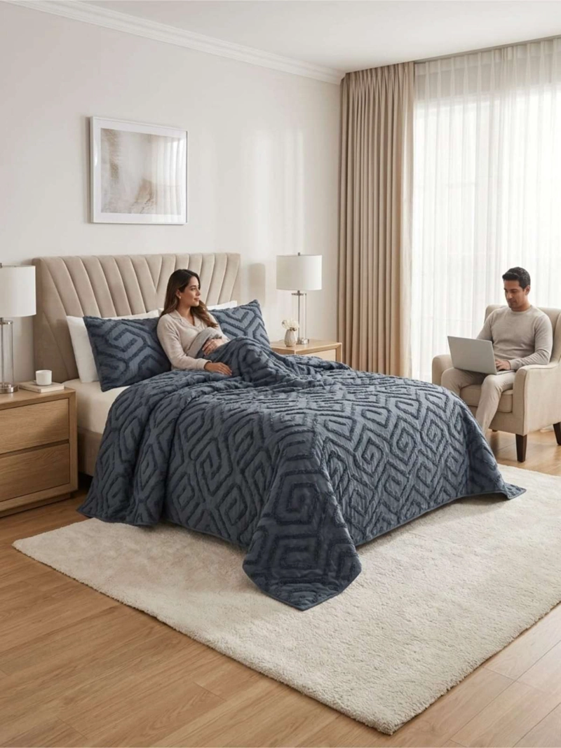 QUILT  GEOME TRICO DE VERANO LIVIANO  2 PLAZA TUFTING - 4
