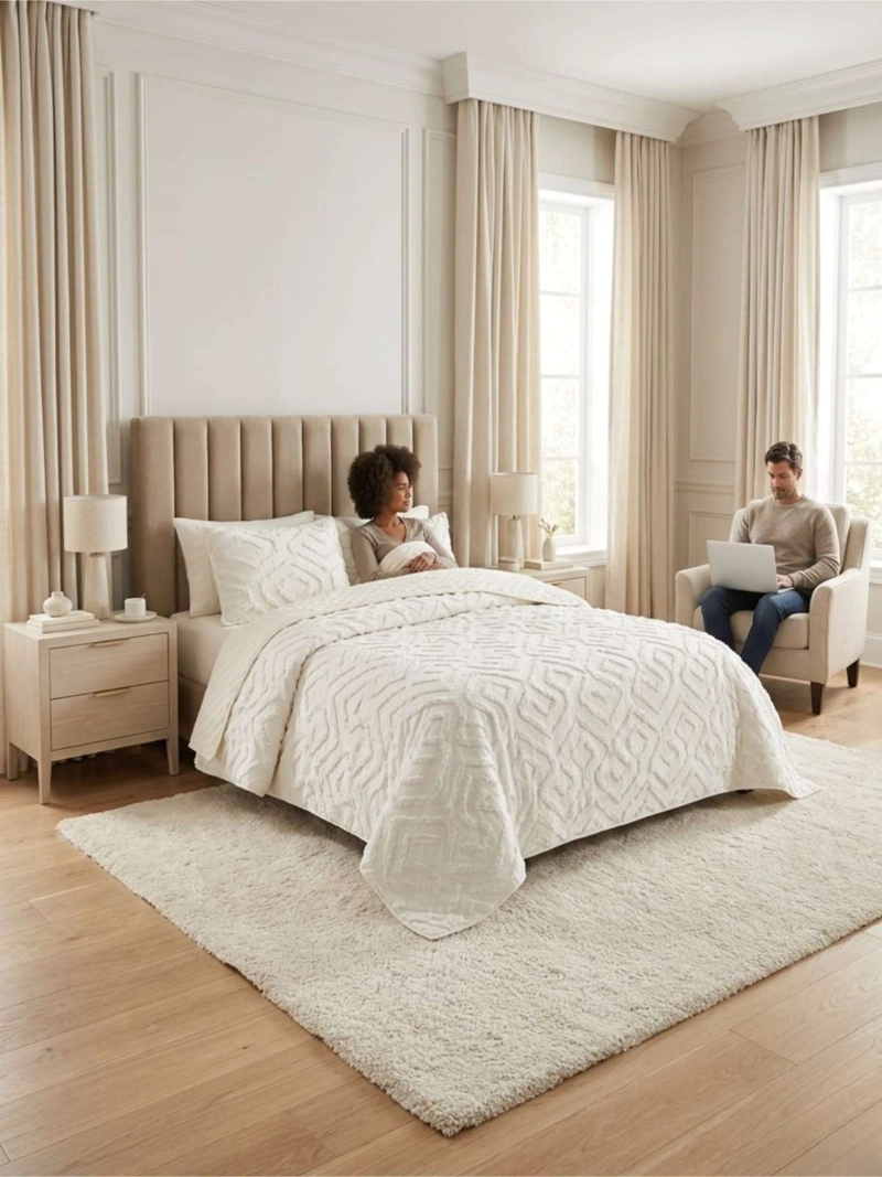 QUILT  GEOME TRICO DE VERANO LIVIANO  KING / SUPER KING TUFTING - 5