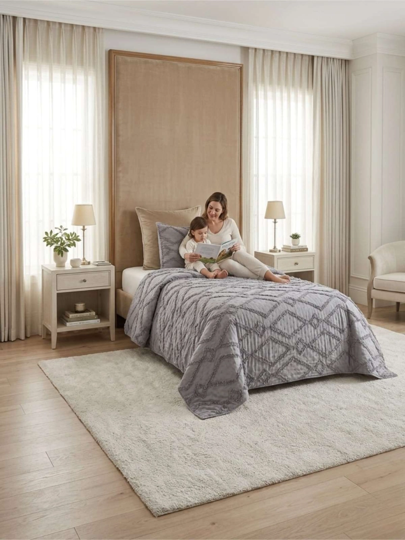 QUILT  GEOME TRICO DE VERANO LIVIANO  1,5 PLAZA TUFTING - 6