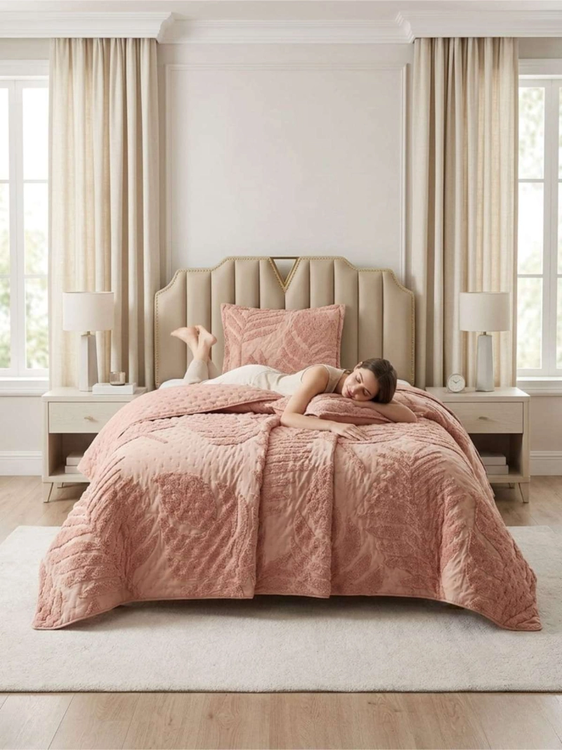 QUILT  GEOME TRICO DE VERANO LIVIANO  1,5 PLAZA TUFTING SERIE 3 - 1