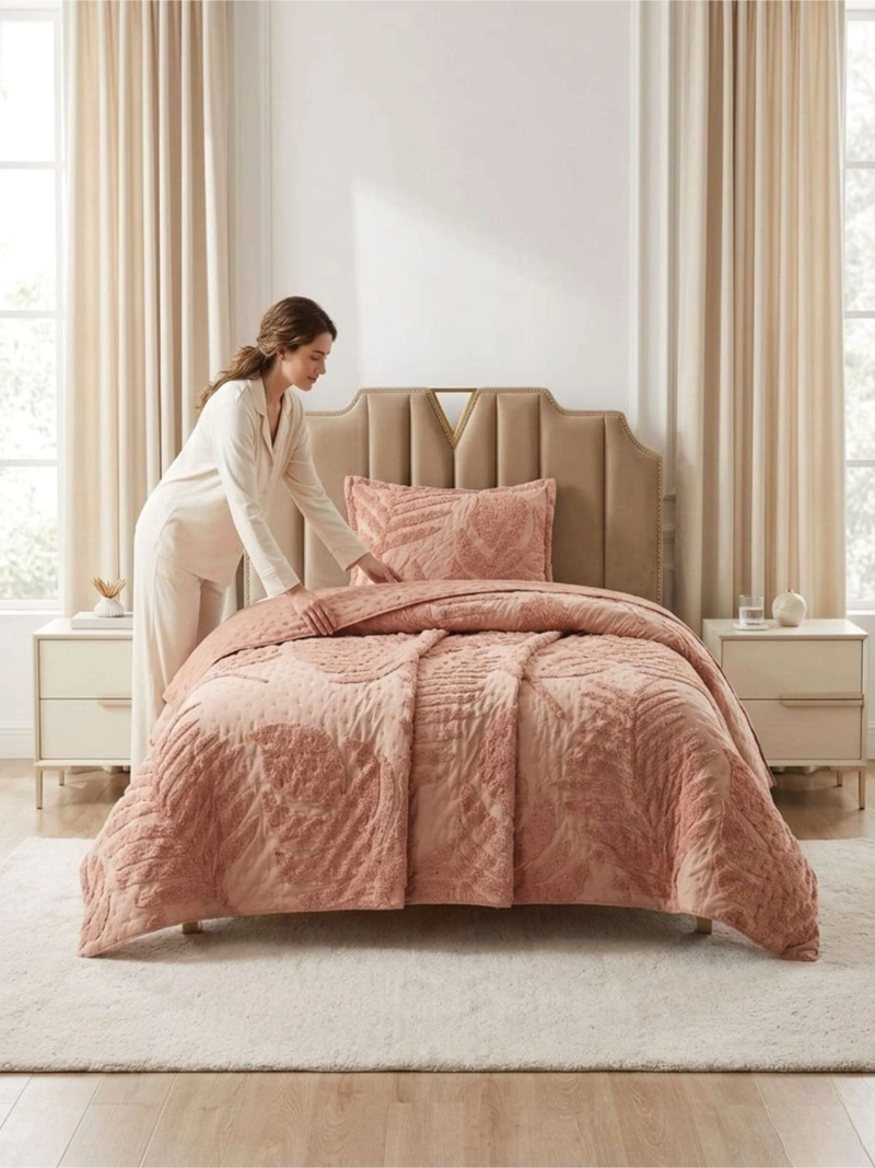 QUILT  GEOME TRICO DE VERANO LIVIANO  1,5 PLAZA TUFTING SERIE 3 - 2