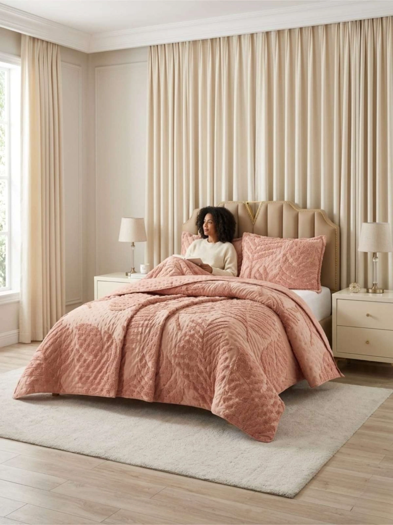 QUILT  GEOME TRICO DE VERANO LIVIANO  1,5 PLAZA TUFTING SERIE 3 - 5