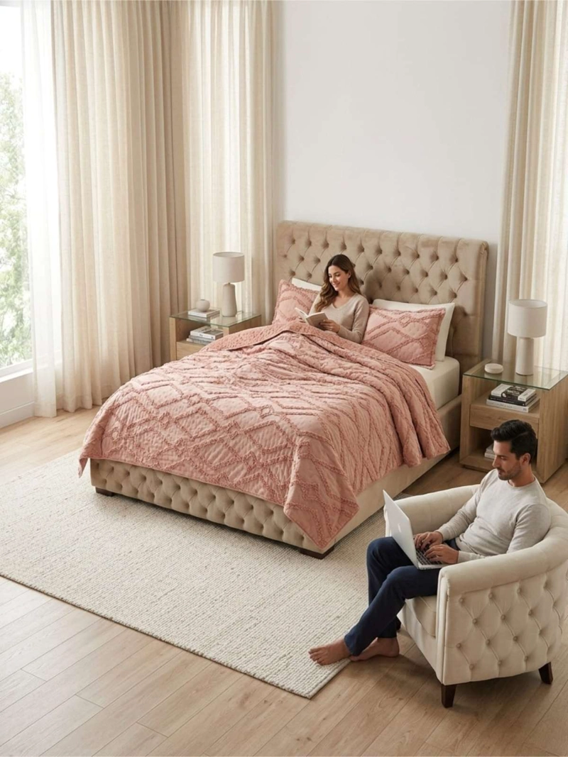 QUILT  GEOME TRICO DE VERANO LIVIANO  KING / SUPER KING TUFTING - 4