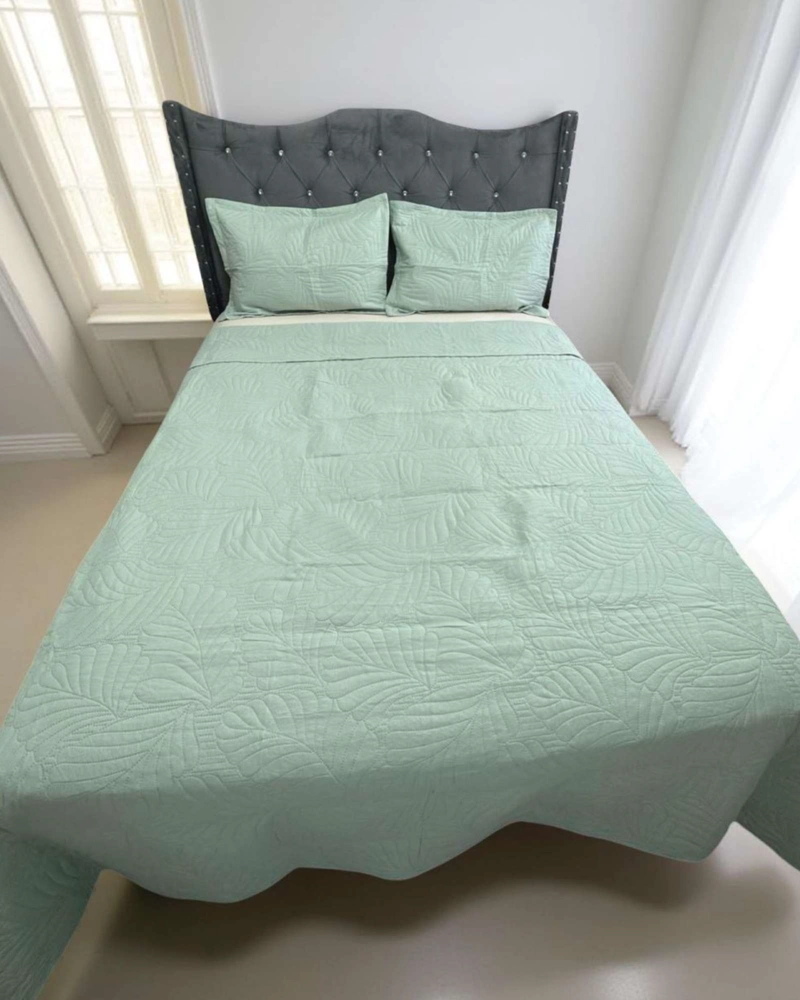 COBERTOR QUILT DE LUJO VERANO 2 PLAZA VERDE MENTA - 4