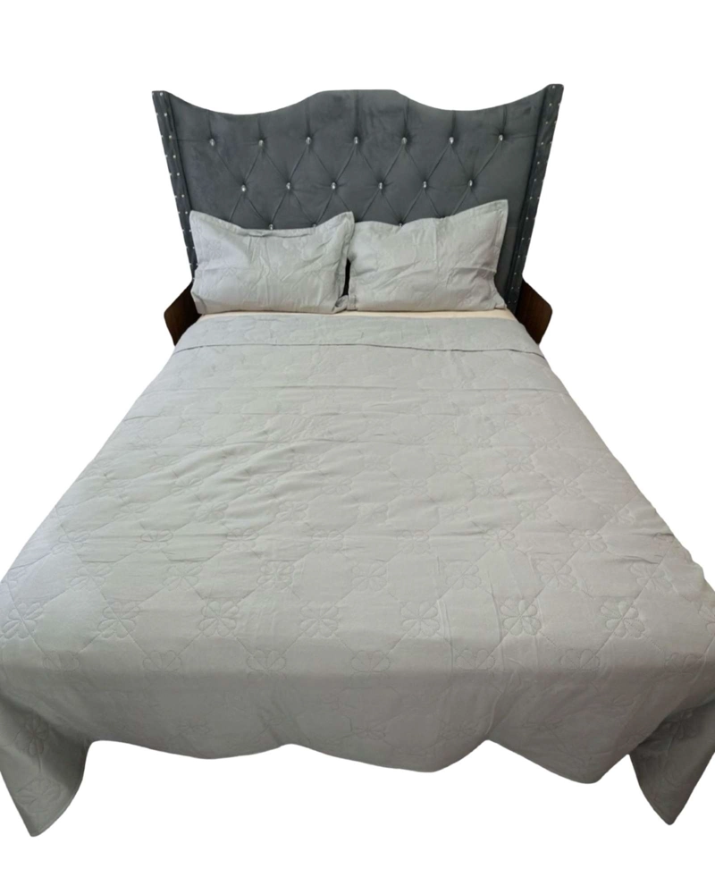 COBERTOR QUILT DE LUJO VERANO DELGADO 2 PLAZAS GRIS - 2
