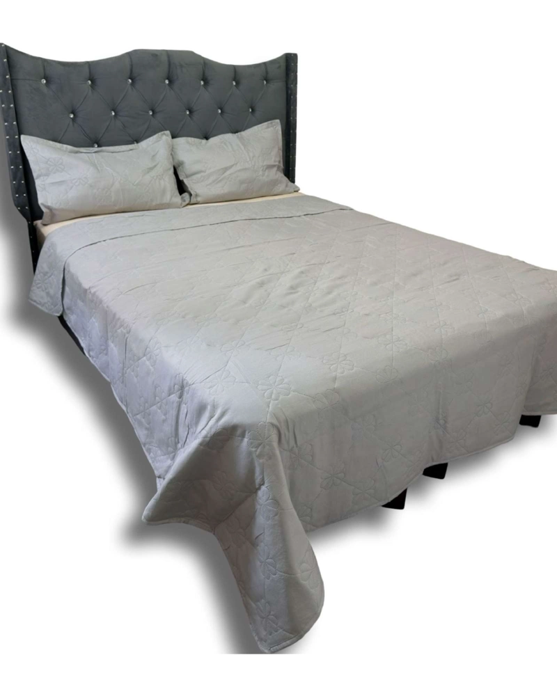 COBERTOR QUILT DE LUJO VERANO DELGADO 2 PLAZAS GRIS - 3