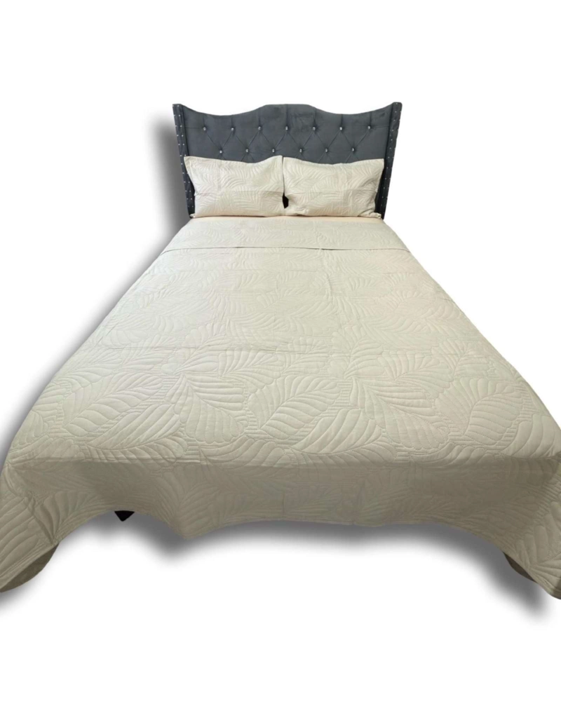 COBERTOR QUILT DE LUJO VERANO PLAZA Y MEDIA BEIGE - 3