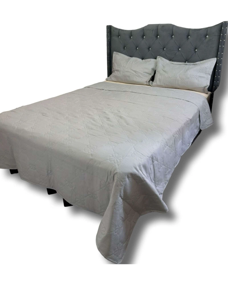 COBERTOR QUILT DE LUJO VERANO DELGADO PLAZA Y MEDIA GRIS - 1