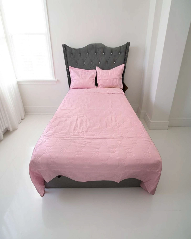 COBERTOR QUILT DE LUJO VERANO DELGADO KING ROSA - 4