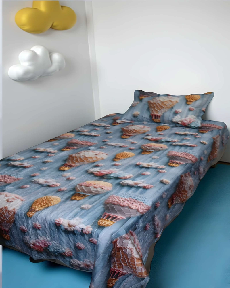 COBERTOR QUILT 3D PLAZA Y MEDIA 180 X 230 CM V06 - 4