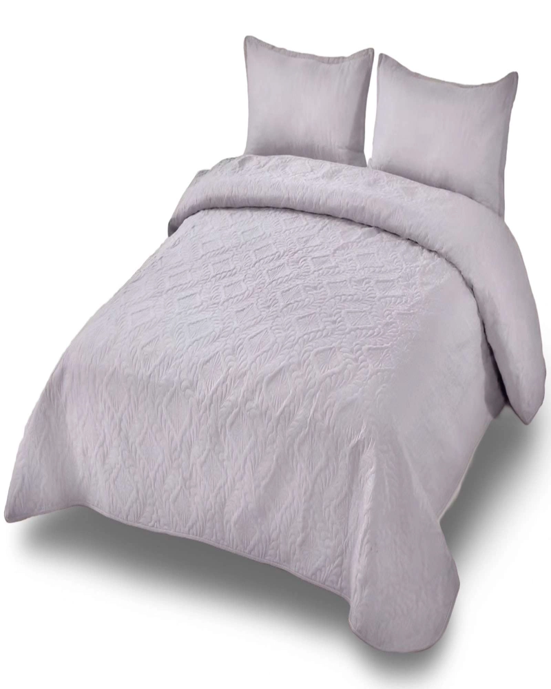 COBERTOR COLCHA DE VERANO QUILT 2 PLAZA GRIS - 1