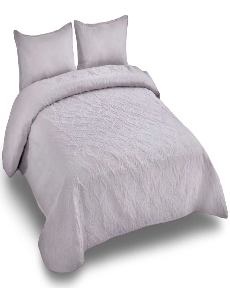 COBERTOR COLCHA DE VERANO QUILT 2 PLAZA GRIS - 2
