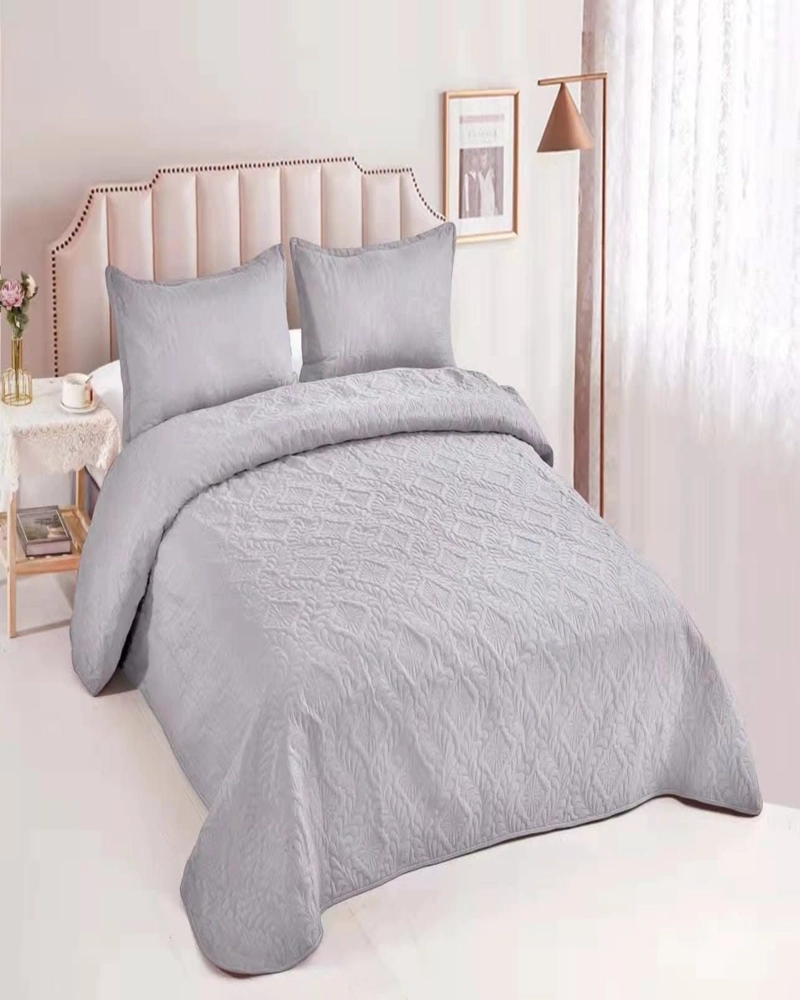 COBERTOR COLCHA DE VERANO QUILT 2 PLAZA GRIS - 4