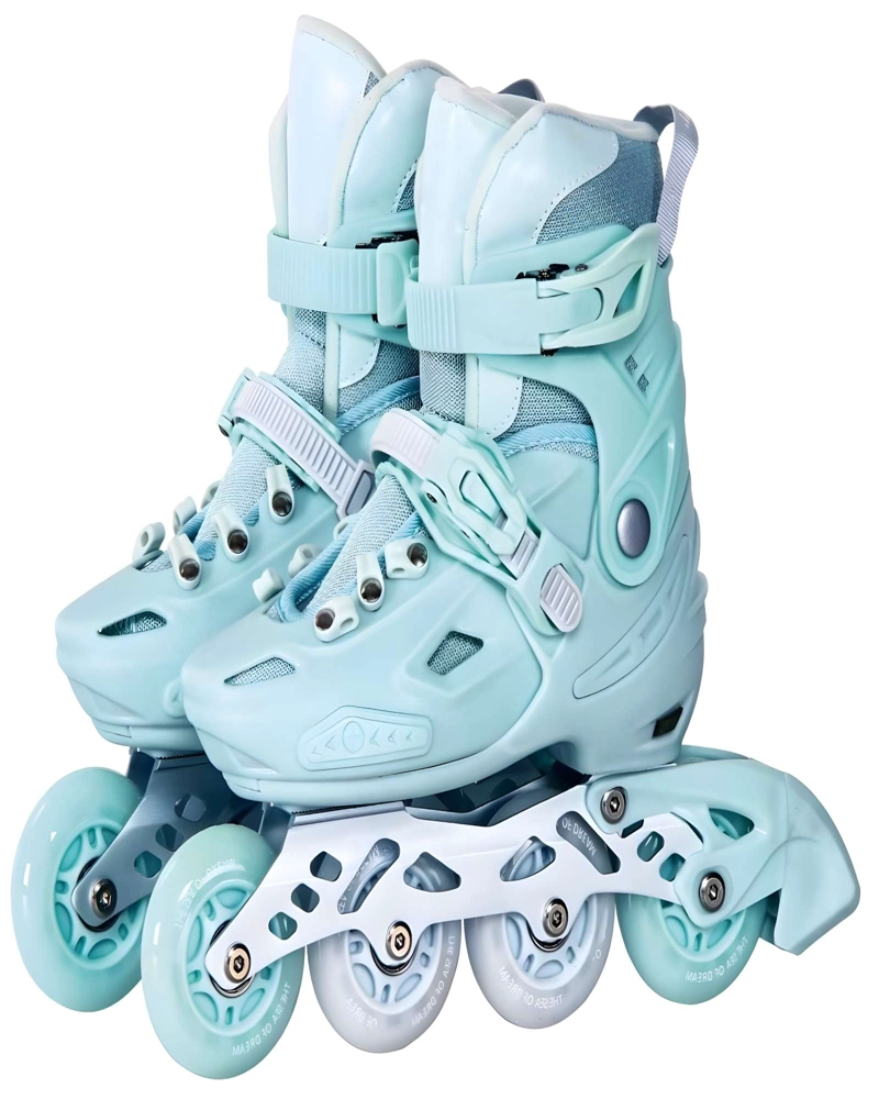PATIN LINEAL CON LUCES Y KIT TALLA M 32-35 CELESTE - 1